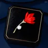 Brooches Design Romantic Luxury Red Flower Brooch With Pearl Women High Quality Metal Clothing Dress Suit Pins Wedding Party Jewelry