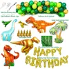 Autres fournitures de fête d'événement Décorations de fête d'anniversaire de dinosaure Ballons Arch Garland Kit Joyeux anniversaire Ballons Rideaux pour Dino Thème Kid Party Shower 231005