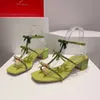 Top gorąca sprzedaż Rene Caovilla Women 4,5 cm Buty bankietów na obcasie z drobną kombinacją opaski kryształowe buty mody Buty modne Open Toe Luksusowy designerski buty