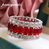 Pansysen 100% 925 Sterling Silver Simulated Moissanite Ruby Emerald Gemstone Ring Women Anniversary Party Fine Jewely Whole324k