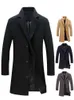 Trench da uomo Capispalla monopetto bavero lungo cappotto giacca moda autunno inverno casual soprabito plus size lana 231005