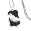 Collane con ciondolo FLOLA Punk Style Wing Tag per uomo Cool Silver Color Catena in acciaio inossidabile Gioielli Hiphop Regali Nkez44