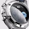 Dyra högkvalitativa kronograf Automatisk mekanisk herravlocka Back Dynamic Flying Around Super Rocket Earth Spinning Sapphire Big Name Watches