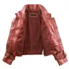 Vestes et manteaux d'hiver en cuir pour femmes, jolie veste de motard Chic en Faux rose, 7 couleurs