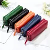 Cosmetic Bags Cases Customized Letters Colorful Classic Oil Wax Skin Portable Travel Real Leather Cosmetic Case Wash Bag Makeup Brush Storage Bag 231006