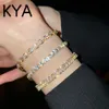 Trendig design 14k guldpläterad geometrisk zirkon tennisarmband för kvinnor flickans tillbehör koreanska modesmycken aaa zirkonparti 200s