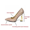 Nieuwe Collectie Beroemde Bradn Designer Dames Hakken Schoenen Top Hoge Kwaliteit Lakleer Enkel Schoenen Pomp Vrouw Hoge Hakken Jurk Party Lady Strass Bruiloft Maat 35-42