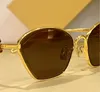 Cat Eye Sungass Sungasses Gold Metal Frame / brun Femmes ombragées Designer Lunettes de soleil Shades UV400 Eyewear avec boîte