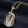 18K Goud Zilver Iced out Egyptische Farao koper Kristal Zirkoon Diamanten Hanger Ketting Vacuüm Plated Sieraden pop Necklace187p