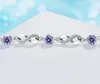 Braccialetti a maglie Bracciale scintillante Infinity Purple CZ per donna Ragazza Lady Matrimonio Compleanno Confezione regalo Catena