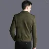 Men's Trench Coats Short Top Suede Coat Mens Autumn Winter Personality Army Green Zip Biker Jacket Male Cool Locomotive Jackets Plus Size