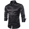 Ganze-Neue Männer Hemd Langarm Chemise Homme 2016 Mode Design Lila Herren Seidenhemd Schlank Smoking Hemden Camisa soci254w