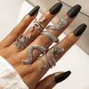 Bröllopsringar Vintage Long Snake Ring Set For Women Gold Silver Svart Färg Justerbara fingermycken Gotisk kvinnlig gåva 231006