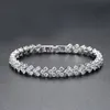 Bracelet de tennis classique en plaqué or blanc 18 carats avec zircone pour femme, diamant blanc, cœur d'amour, mode or argent cristal strass, chaîne à main