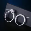 Обручальные кольца she 2 шт. Обручальные кольца для женщин Твердое серебро 925 пробы Обручальное кольцо Свадебный комплект 1.6Ct Halo Круглая огранка AAAAA Циркон 231006