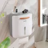 Toilet Paper Holders 2023 Multifunctional No punching Toilet Paper Holder Bathroom Wall Mounted Waterproof Design with Double Storage 231005