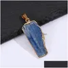 Ciondoli placcato oro blu cristallo pendente pilastro Irregar pietra etichetta per collana orecchini creazione di gioielli accessorio goccia consegnare Dhgarden Dhhfq