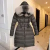 Piumino da donna Parka invernale Piumino da donna Piumino d'oca di media lunghezza Vita ispessita Collo di pelliccia chiuso Cappotto con cappuccio 231005