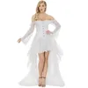 Bustiers & Corsets White Corset Dress Women's Sexy Off Shoulder Long Lace Sleeves With Skirt Victorian Bridal Wedding Costume305j