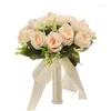 Couronnes de fleurs décoratives Bouquet de mariée fleur de demoiselle d'honneur attachée à la main artificielle Rose Sen système ruban festif livraison directe à la maison Gar Dhre5