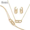 Set di gioielli da sposa RAKOL Set di gioielli con graffette per donne Ovale geometrico Cubic Zirconia Collana con ciondolo Bracciale Orecchini Regalo di anniversario della signora 231006