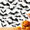 Väggklistermärken 483624pcs halloween fladdermöss vägg klistermärken dekorationer för hem inomhusdoor blandad storlek 3d skrämmande fladdermöss fönster dekal klistermärken 231005