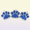 Whole 50pcslot Bling dog bear paw print hang pendant charms fit for diy keychains necklace fashion jewelrys6990459