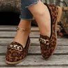 Sapatos de vestido primavera moda leopardo impressão pele de vaca casual plana mocassins sapatos femininos de salto baixo cabeça redonda sapatos únicos zapatos de mujer 231006