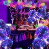 Sonstiges Partyzubehör für Veranstaltungen, 10 Sets LED-Bobo-Luftballons, leuchtender, klarer Blasenballon mit Lichterkette und Stäben für Hochzeit, Geburtstag, Party-Dekoration, Zubehör 231005