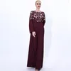 Etniska kläder broderad klänning vintage a-line kjol kvinnor abaya dubai smala långa ärmar främre blixtlås muslimsk kalkon abayas kläder