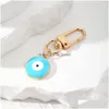 Key Rings Turkish Evil Eye Keychain Keyring Women Men Enamel Lucky Blue Bag Car Box Phone Charm Ring Drop Delivery Jewelry Dhgarden Dhaxx