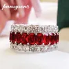 PANSYSEN 100% 925 Sterling Zilver Gesimuleerde Moissanite Ruby Emerald Edelsteen Ring Vrouwen Anniversary Party Fijne Sieraden Whole324K