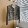 Kurtki damskie Runway High Street francuski długie rękaw Elegancki szary tweed kurtka ubrania luksusowe damskie płaszcze płaszcze casacos top