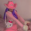 Geniş Memlu Şapkalar Kova Şapkaları Pembe West Cowgirl Şapkaları Kadınlar İçin İnek Kız Şapkaları Tiara Tüy Hisset Batı Pullu Kovboy Şapka Kostüm Partisi Oyun Elbise Kapağı 231006