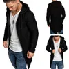 Men's Trench Coats Midi Jacket Slim Pure Color Male Hoodie Mid-length For Travel