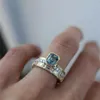 3pcs Zuurblauwe Kristallen Ringen voor Dames Mode Geel Goud Kleur Bruiloft Damesring Luxe Merk Sieraden Geschenken Accessoires 269V