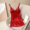 Women's Sleepwear Nightgown Summer Lace Chemise With Nighty Gown Lingerie Women V-Neck Strap Sleepdress Robe Nightwear Home Wear