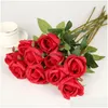 Flores decorativas Guirnaldas 7 PCS Rose Bouquet Propuesta Día de San Valentín Madres Decoración de fiesta artificial Entrega de entrega Home Garden Fe Dhgwp