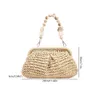 Evening Bags Shell Straw Top Handle for Women Handbags Brands Summer Rattan Boho Woven Casual Shoulder Female Clutch Purses 2023 231006