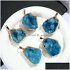 Charms Gold Ered Edge Natural Druzy Pendant Irregar Crystal Stone For Necklace Earrings Jewelry Making Accessory Drop Delive Dhgarden Dhkbi