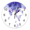 Orologi da parete Orologio viola con fiori sfumati Orologio digitale silenzioso per la casa, camera da letto, decorazione della cucina, orologio da appendere