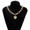 Chains 2023 Gothic Baroque Heart Pendant Choker Necklace For Women Wedding Punk Big Bead Lariat Gold Color Long Chain Jewelry234r