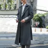 Wollmischungen für Herren PFHQ Hochwertige Business-Windjacken aus doppelseitigem Stoff für Herren, langer Woll-Trenchcoat über dem Knie, Herbst-Chic, offener Stich, 21Z2474 231005