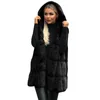 Dames Bont Capuchon Faux Jas Dames 2023 Vest Jas Mouwloos Maxi Moeder Herfst Winter Casual Losse Mid-Lengte Jassen Uitloper Jassen