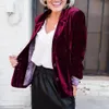 Trajes de mujer Blazers Chaqueta de traje pequeña de terciopelo dorado con cuello en V sexy Chaqueta de otoño para mujer Abrigo de manga larga de color sólido delgado Chaqueta de fiesta elegante para mujer de oficina 231006