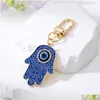 Sleutelhangers Boze Oog Hamsa Hand Sleutelhanger Ring Voor Vrouwen Mannen Holle Fatima Blauwe Tas Auto Accessoires Drop Levering Sieraden Dhgarden Dhjkx