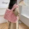 Sacs de soirée Marque Solide Soft Fausse Fourrure Femmes Fourre-tout Sac à main 2023 Élégant Sous-bras Épaule Hobo Sac Mode Hiver Satchel Travail