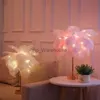 Bordslampor heta diy kreativ fjäder bordslampa varmt vitt ljus träd fjäder lampskärm flicka led bröllop dekorativa ljus rosa födelsedag yq231006