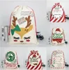 New Christmas Santa Sacks Canvas Cotton Bags Large Heavy Drawstring Gift Bags Personalized Festival Party Christmas Decoration Sea Delivery 920