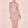 Newest Fashion Celebrity Party Bodycon Bandage Dress Women Long Sleeve O-Neck Elegant Sexy Night Out Club Dress Women Vestidos11304C